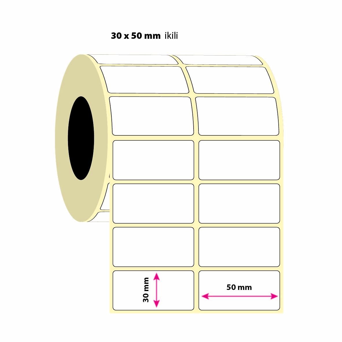 30X50mm İkili Kuşe Etiket 2000 Adet (8687073831166)