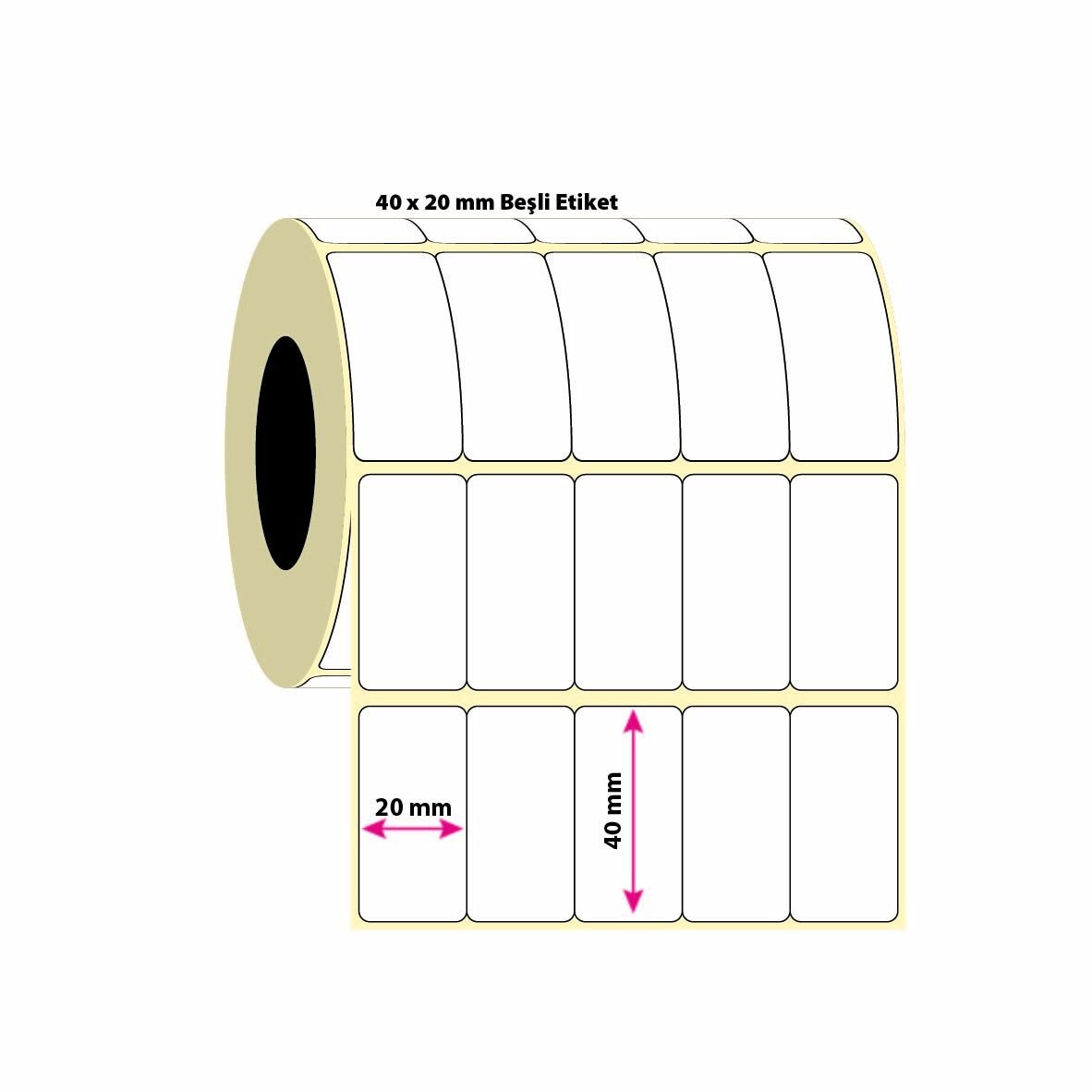 40x20mm beşli Termal Etiket 5000 Adet (8687073831170)