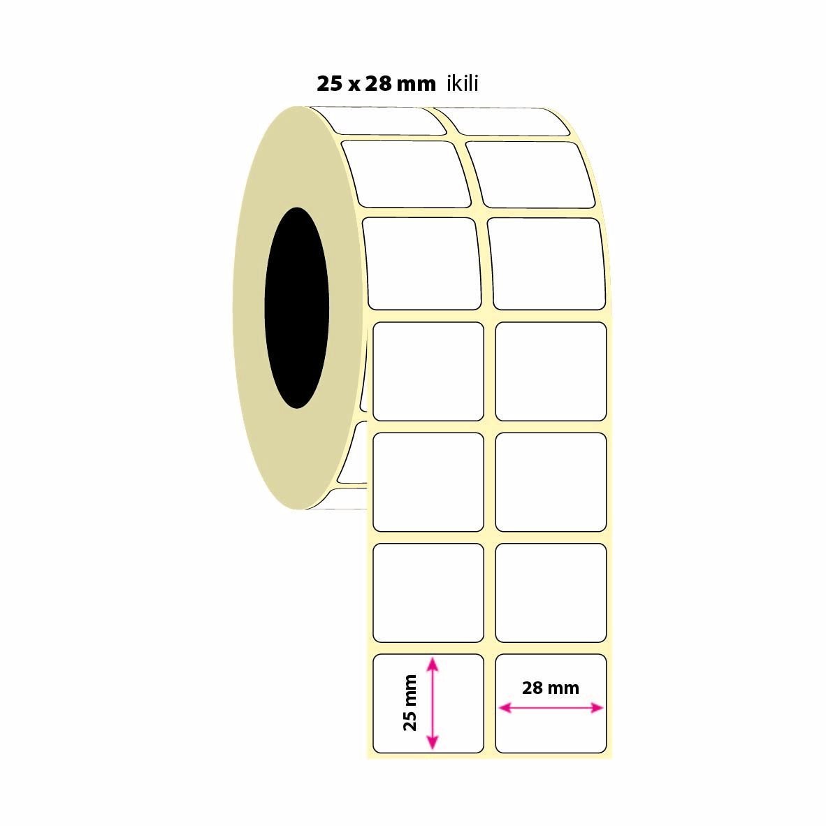 25x28mm ikili Termal Etiket 3000 Adet (8687073831134)