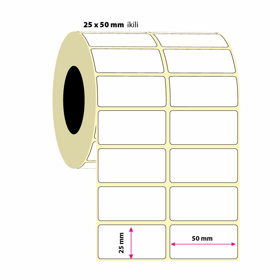 25x50mm İkili PP Opak Etiket 3000 Adet (8687073831852)