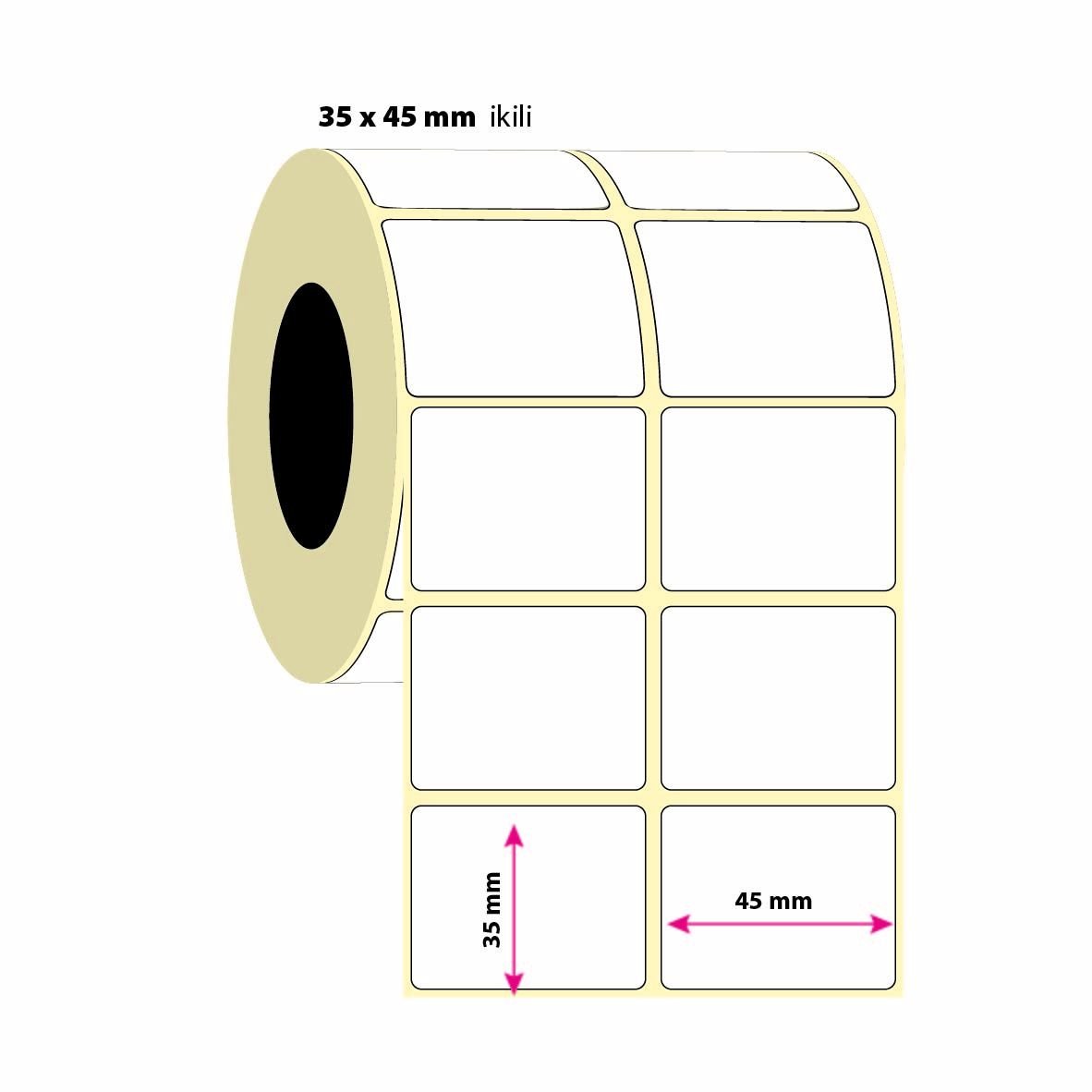 35x45mm İkili PP Opak Etiket 2000 Adet (8687073831855)