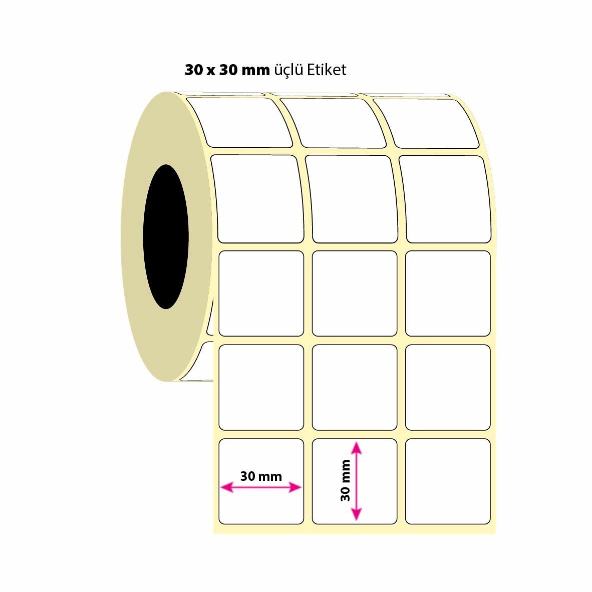 30x30mm Üçlü Vellum Etiket  4000 Adet (8687073831951)